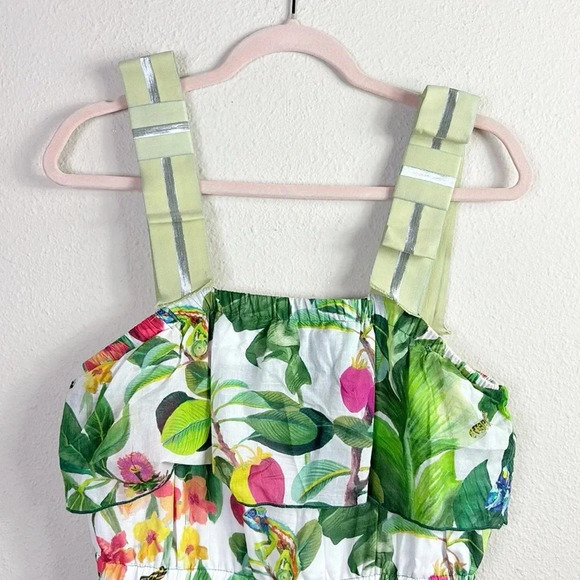 Persifor Clementine Ruffled Midi Tropical Floral Sleeveless Dress size Large - Picture 8 of 13